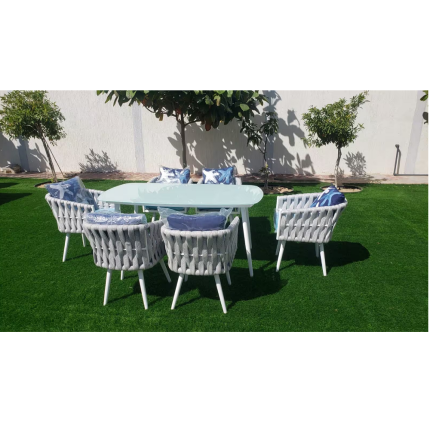aluminium frame 6 chair with table set 1 white blue dubai sharjah abu dhabi