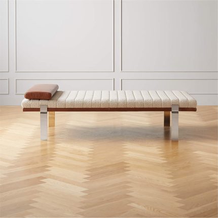 canale boucle and leather upholstered chaise 1 dubai sharjah abu dhabi