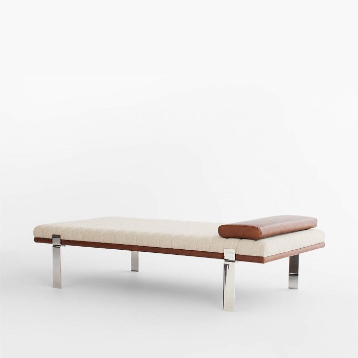 canale boucle and leather upholstered chaise 2 dubai sharjah abu dhabi