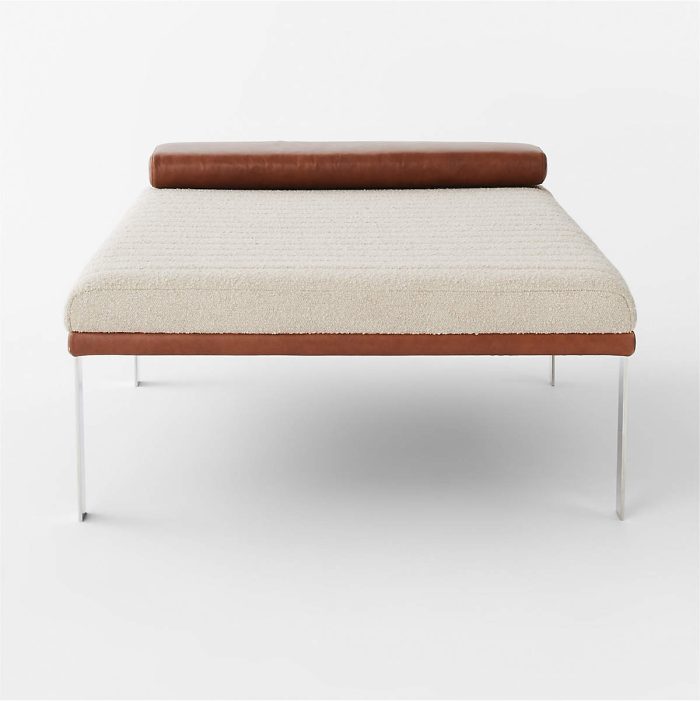 canale boucle and leather upholstered chaise 3 dubai sharjah abu dhabi