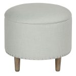 round storage ottoman in Beige linen 1 dubai sharjah abu dhabi