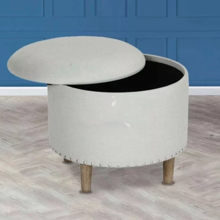 round storage ottoman in beige linen 3 dubai sharjah abu dhabi (1)