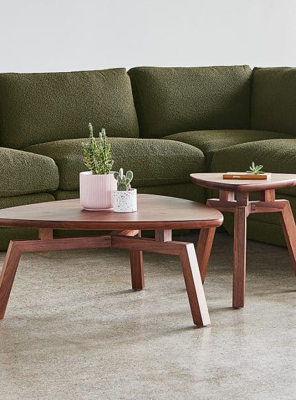 triangular wooden coffee table 2 dubai sharjah abu dhabi