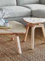 triangular wooden coffee table 4 dubai sharjah abu dhabi