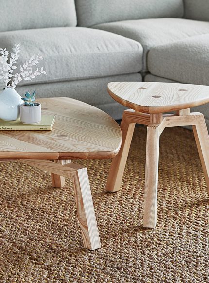 triangular wooden coffee table 4 dubai sharjah abu dhabi