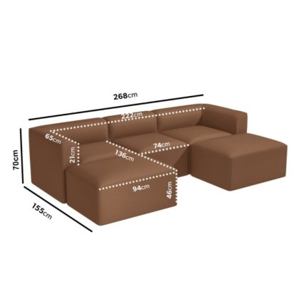 4 seater modular U shaped sofa in tan faux leather 2 dubai sharjah abu dhabi