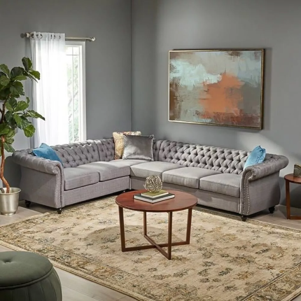 amberside 6 seater fabric tufted sectional sofa 1 dubai sharjah abu dhabi