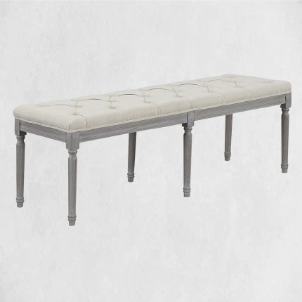 beige upholstered tufted bench 1 dubai sharjah abu dhabi