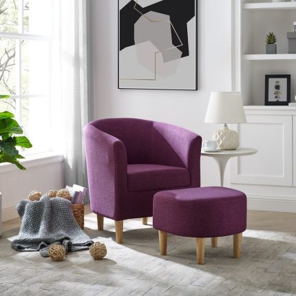 camilla fabric barrel chair with ottoman set 1 dubai sharjah abu dhabi