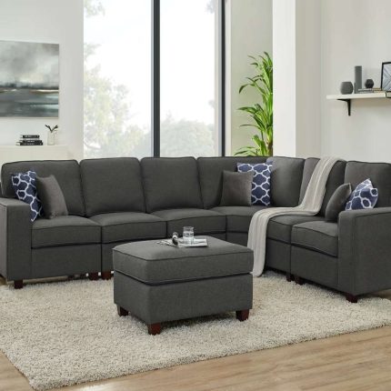 casanova 7 piece dark gray linen modular sectional sofa 1 dubai sharjah abu dhai