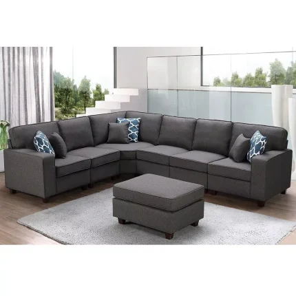 casanova 7 piece dark gray linen modular sectional sofa 2 dubai sharjah abu dhai
