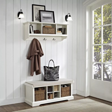 entryway bench and shelf set in white 1 dubai sharjah abu dhabi
