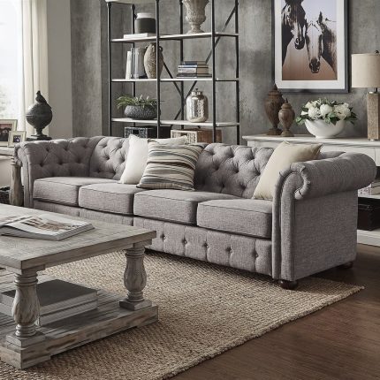 grey extra long tufted modular sofa 1 dubai sharjah abu dhabi