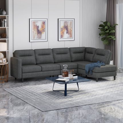 modern fabric upholstered sofa with chaise lounge 2 dubai sharjah abu dhabi
