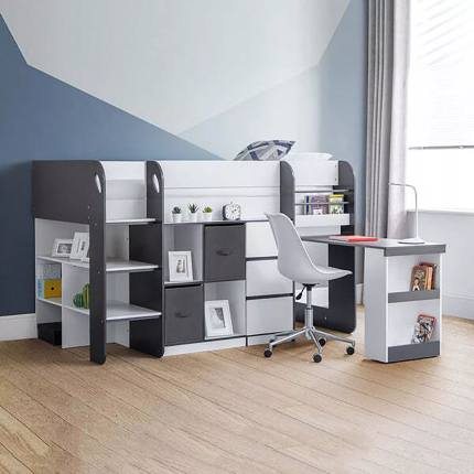saturn white charcoal mid sleeper storage bunk bed 1 dubai sharjah abu dhabi
