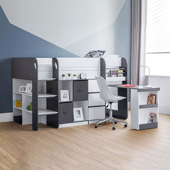 saturn white charcoal mid sleeper storage bunk bed 1 dubai sharjah abu dhabi