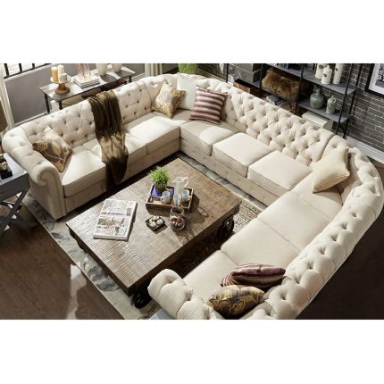 scroll arm chesterfield 11 seat U shaped sectional sofa 2 dubai sharjah abu dhabi