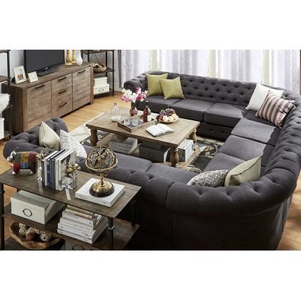 scroll arm chesterfield 11 seat U shaped sectional sofa 3 dubai sharjah abu dhabi