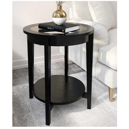toula glass top round black wood end table 1 dubai sharjah abu dhabi