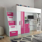 Farrar European Single Loft Bed pink dubai sharjah abu dhabi