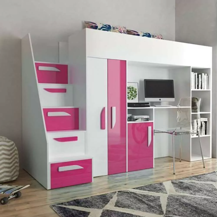 Farrar European Single Loft Bed pink dubai sharjah abu dhabi