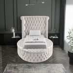 luxurious tufted round storage bed 4 dubai sharjah abu dhabi