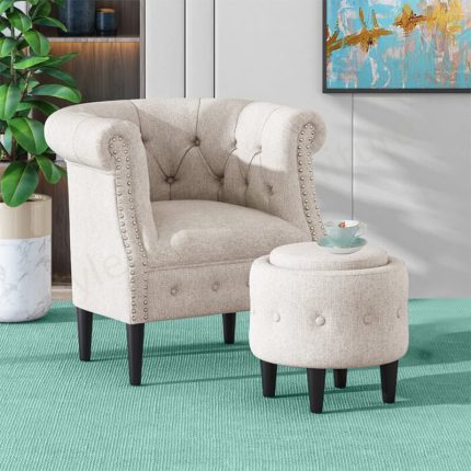 tufted chair with round ottoman 1 dubai sharjah abu dhabi