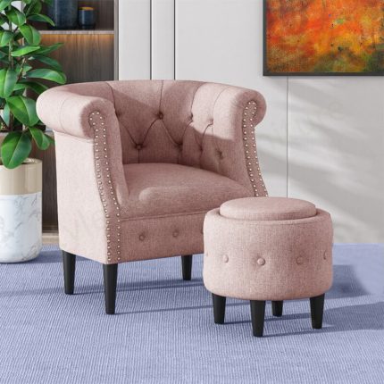 tufted chair with round ottoman dubai sharjah abu dhabi