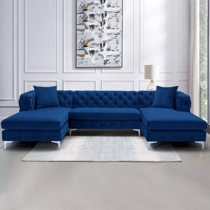 velvet upholstered U shaped sectional sofa 5 dubai sharjah abu dhabi