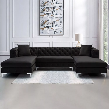 velvet upholstered U shaped sectional sofa 6 dubai sharjah abu dhabi