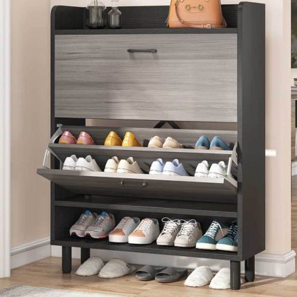 22 pair shoe storage cabinet with 2 drawers grey dubai sharjah abu dhabi (1)