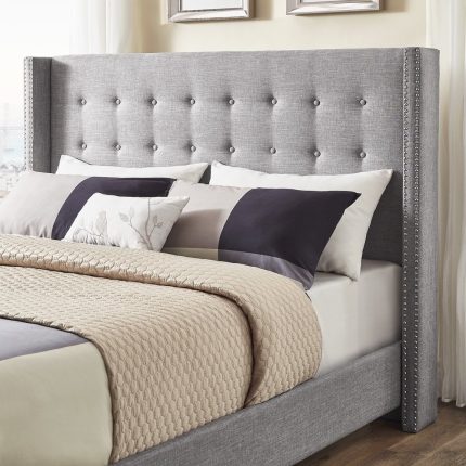 Melina Tufted Linen Wingback Bed Dubai Sharjah Abu Dhabi