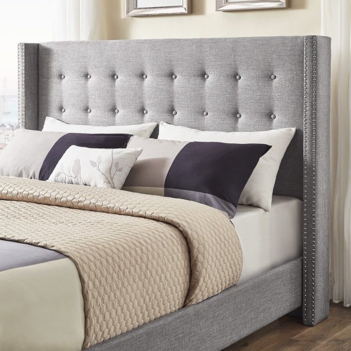 Melina Tufted Linen Wingback Bed Dubai Sharjah Abu Dhabi