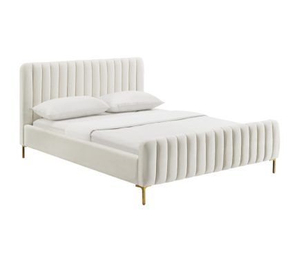 Angela Channel Cream Velvet Tufted Bed in Dubai Sharjah Abu Dhabi