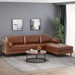 Contemporary Tufted Upholstered Chaise Sectional Brown Dubai Sharjah Abu Dhabi