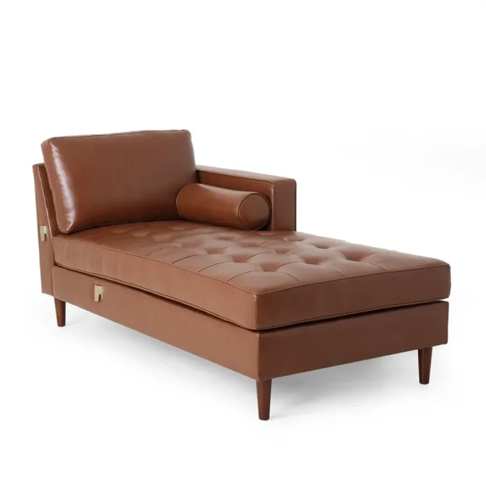 Contemporary Tufted Upholstered Chaise Sectional Brown Dubai Sharjah Abu Dhabi