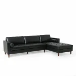 Contemporary Tufted Upholstered Chaise Sectional Black Dubai Sharjah Abu Dhabi