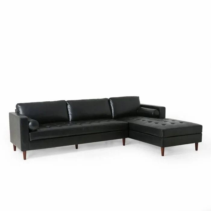 Contemporary Tufted Upholstered Chaise Sectional Black Dubai Sharjah Abu Dhabi