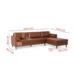 Contemporary Tufted Upholstered Chaise Sectional Brown Dubai Sharjah Abu Dhabi