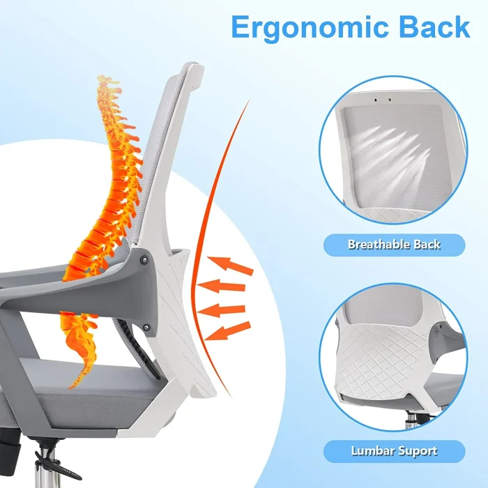 Large Lumbar Support Modern Executive Office Mesh Chair, White Dubai, Sharjha and Abu Dhabi