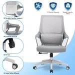 Large Lumbar Support Modern Executive Office Mesh Chair, White Dubai, Sharjha and Abu Dhabi