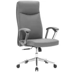 High-Back Leather Executive Swivel Office Chair with Padded Arms