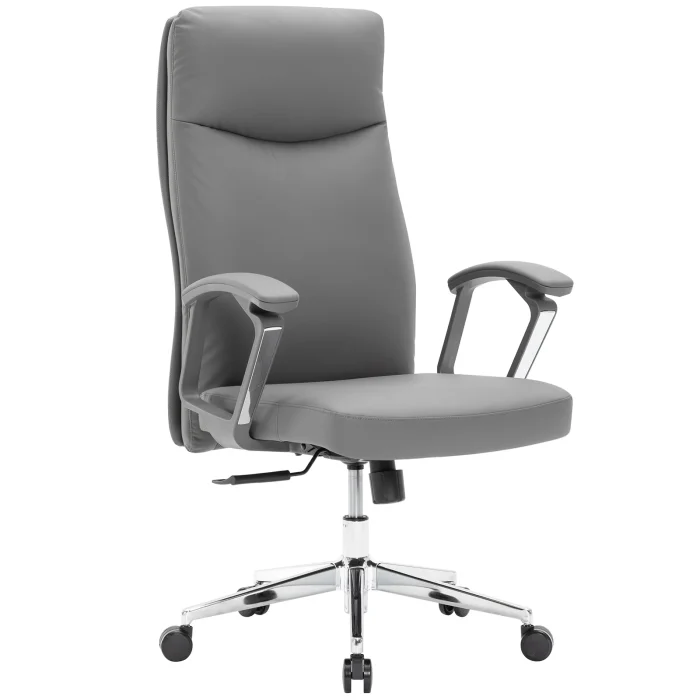 High-Back Leather Executive Swivel Office Chair with Padded Arms