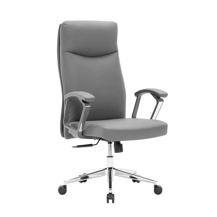 High-Back Leather Executive Swivel Office Chair with Padded Arms