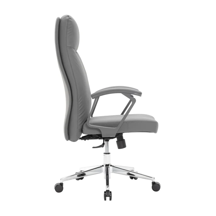 High-Back Leather Executive Swivel Office Chair with Padded Arms