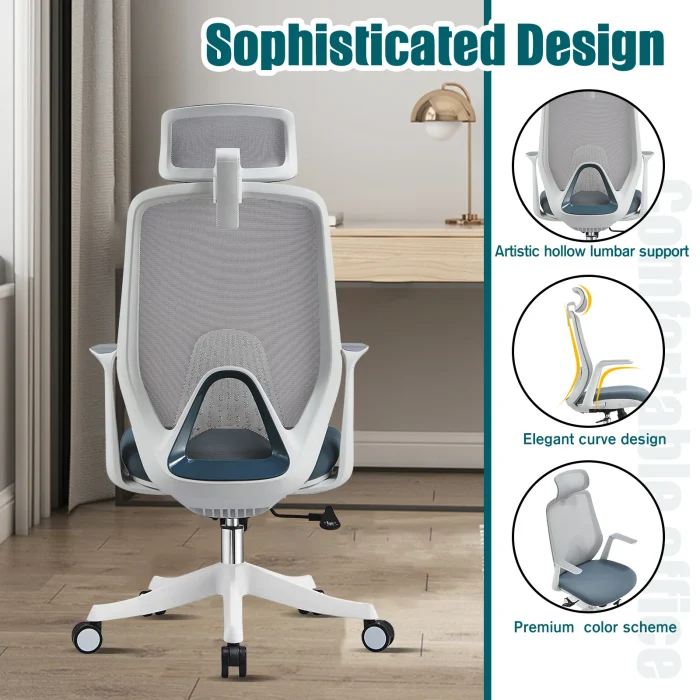 Ergonomic Office Chair with Adjustable Headrest Lumbar Support