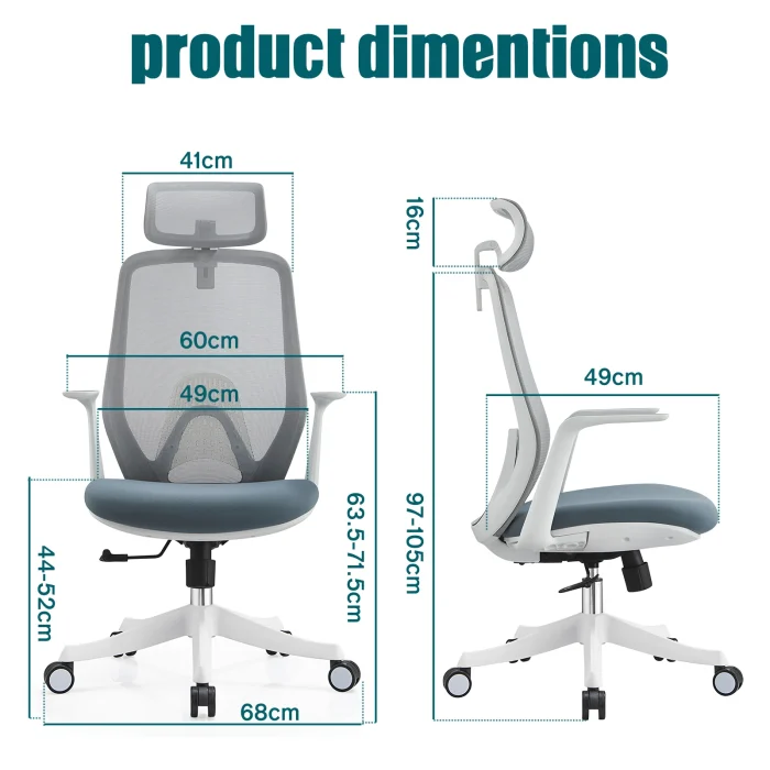 Ergonomic Office Chair with Adjustable Headrest Lumbar Support