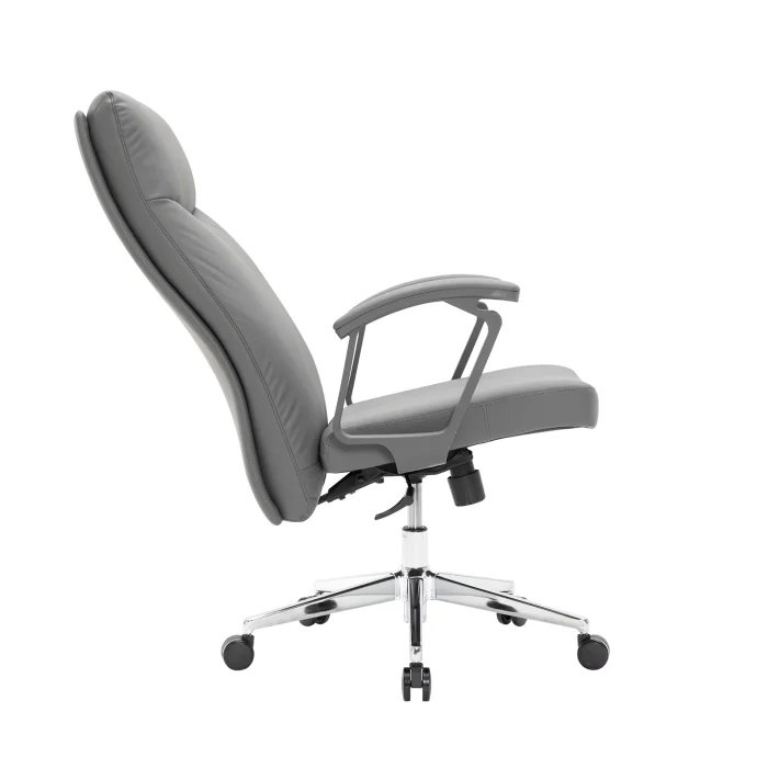 High-Back Leather Executive Swivel Office Chair with Padded Arms