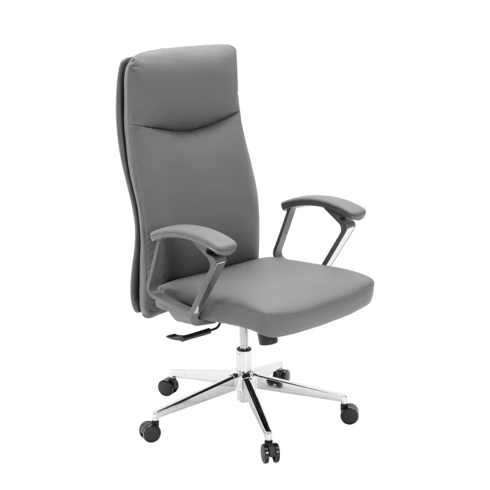 High-Back Leather Executive Swivel Office Chair with Padded Arms