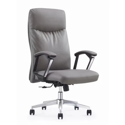 High-Back Leather Executive Swivel Office Chair with Padded Arms